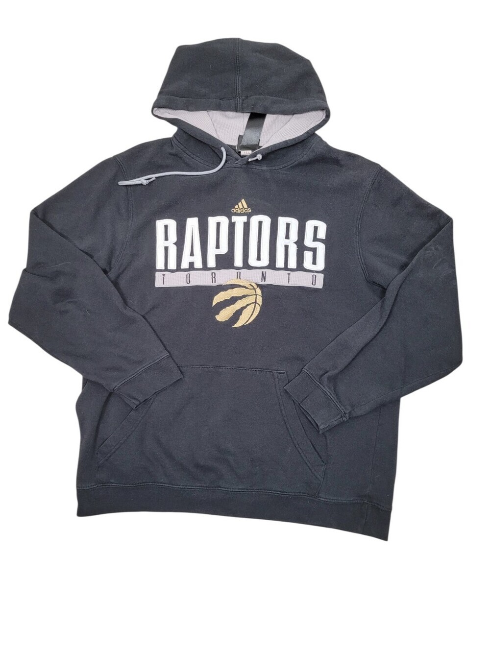 Adidas NBA Toronto Raptors Black & Gold Hoodie Sweatshirt Top Size: Large